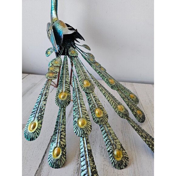 Metal peacock bird lawn decor large life size colorful blue unique large peacock - Picture 4 of 10